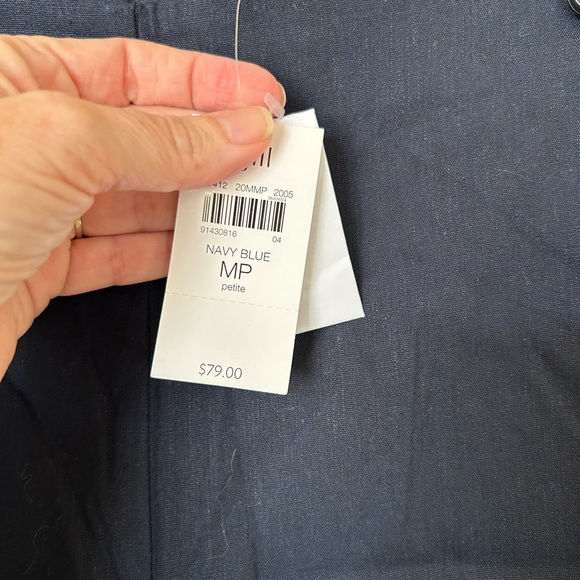 J. Jill Pure Jill Linen Stretch Navy Blue Cropped Pants- Size Medium Petite - Picture 3 of 9